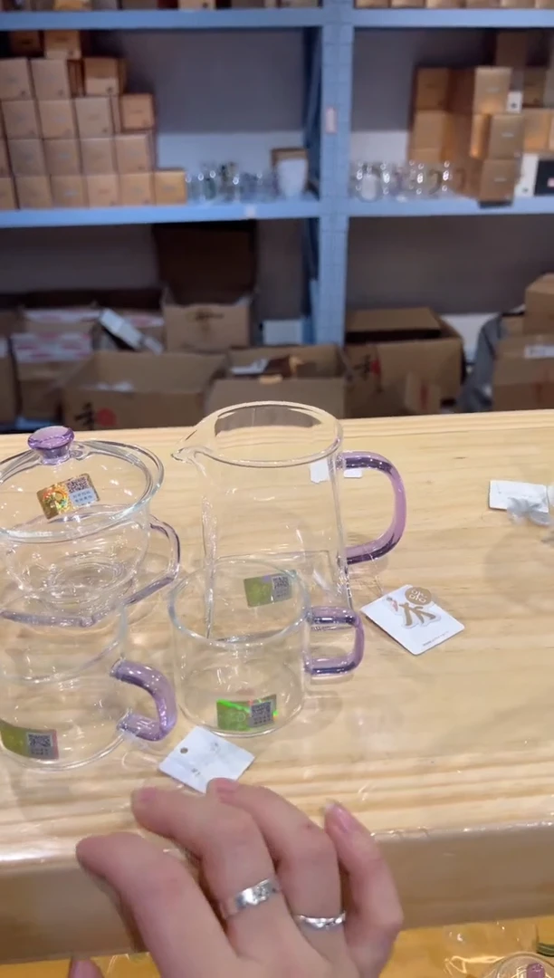 禾器-禅语盖碗-浅紫色+瀚然茶海浅紫+清禾杯浅紫2只