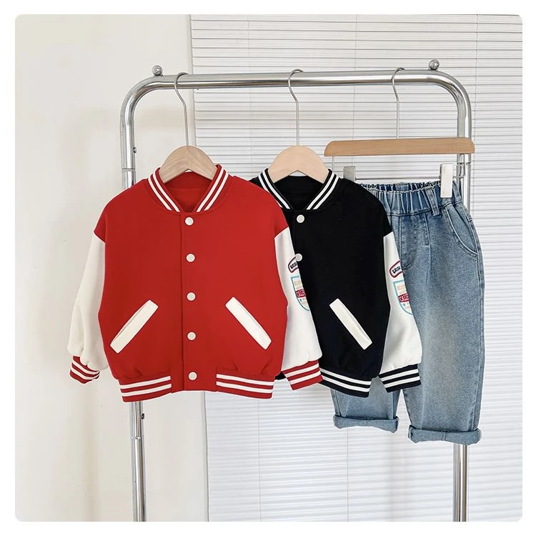 子航同款 春季新款儿童韩版复古撞色棒球服外套cs7046