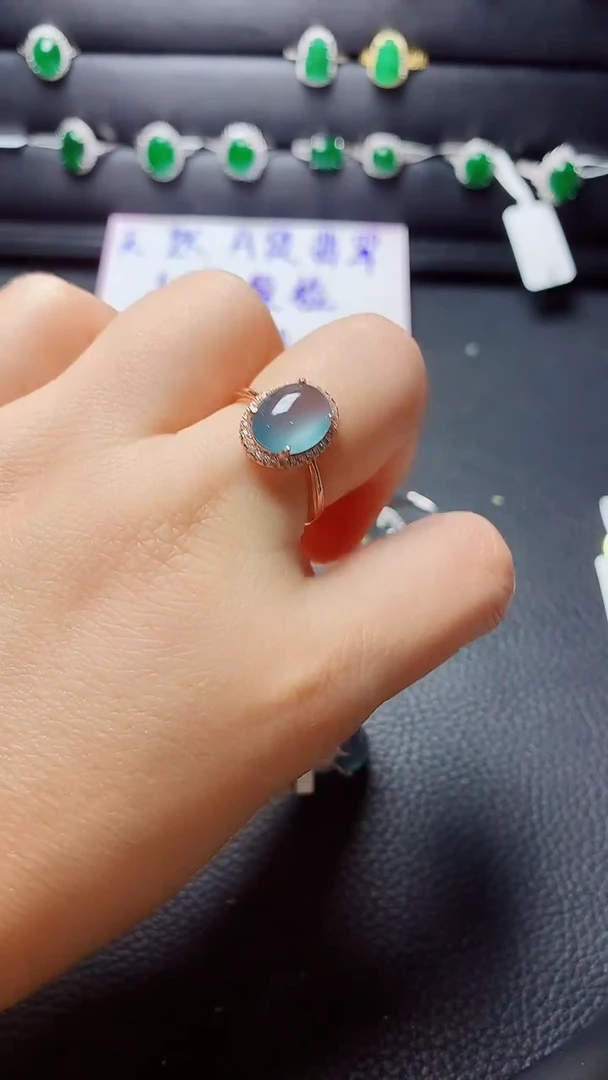 银S925镶嵌戒指翡翠天然翡翠A货s925银镶