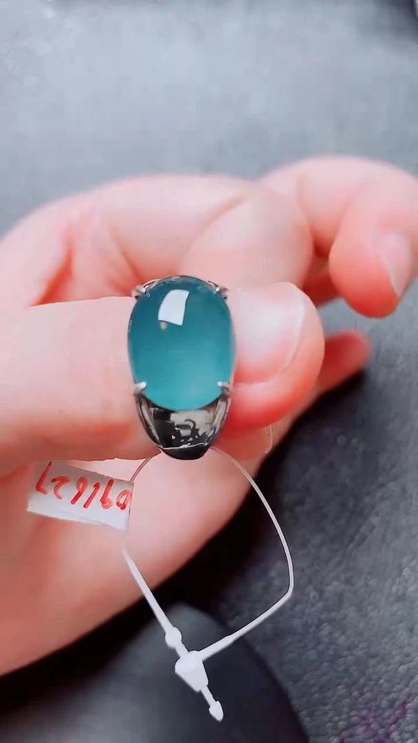 银S925镶嵌戒指翡翠1