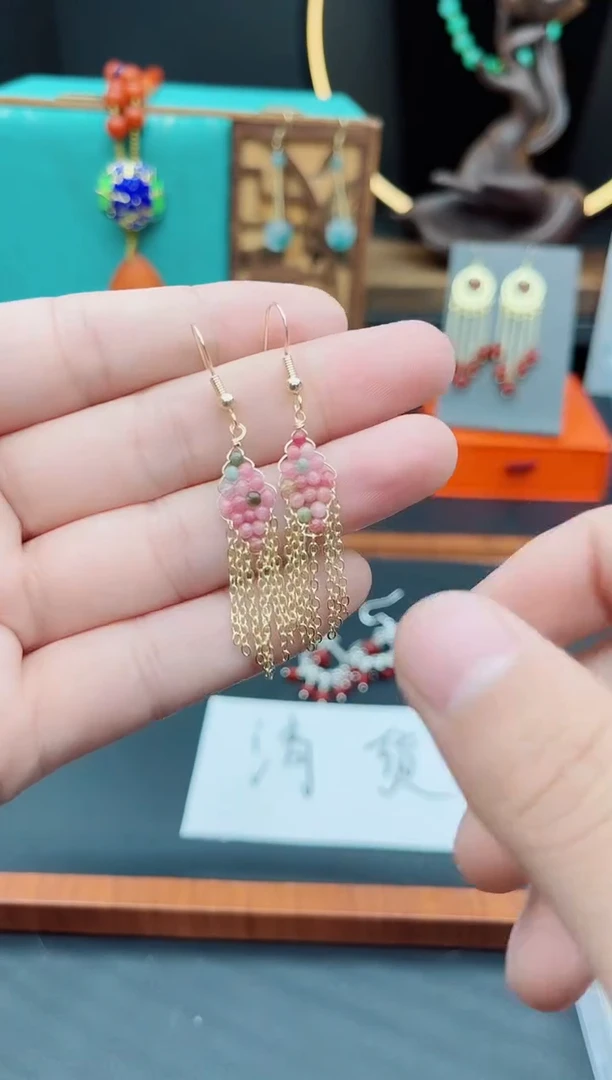 【闪购商品】碧玺耳饰银S925镶嵌7312000