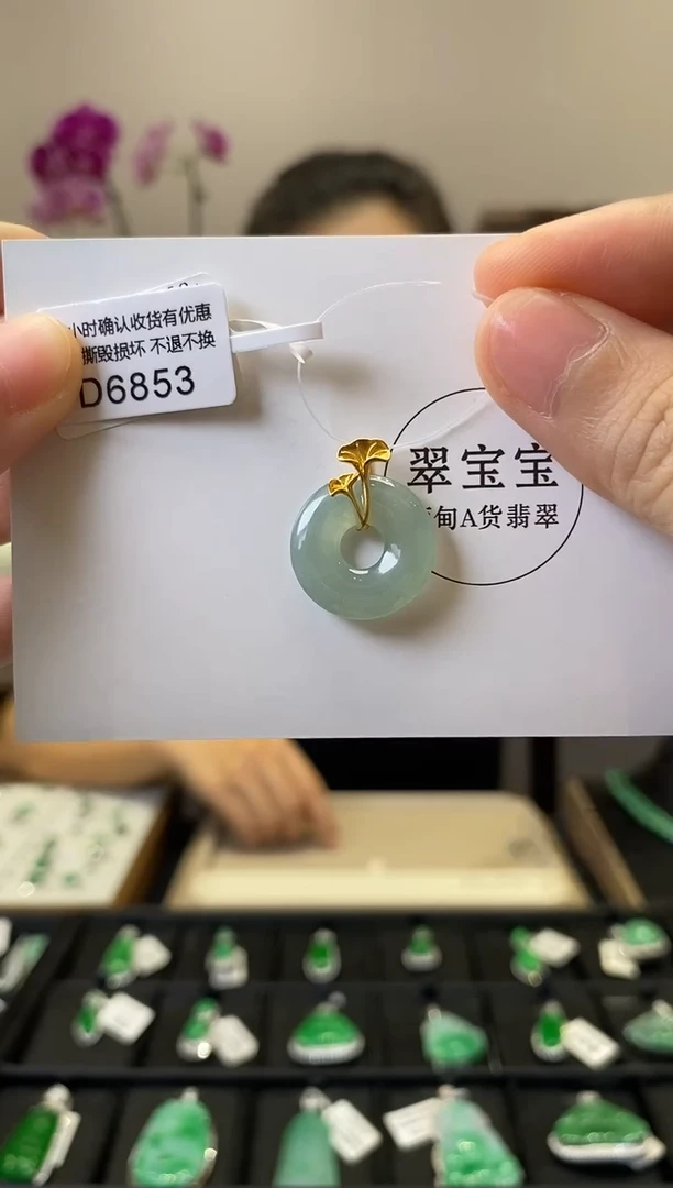 颈饰18K金镶嵌翡翠D6853 甜甜圈 含运营费