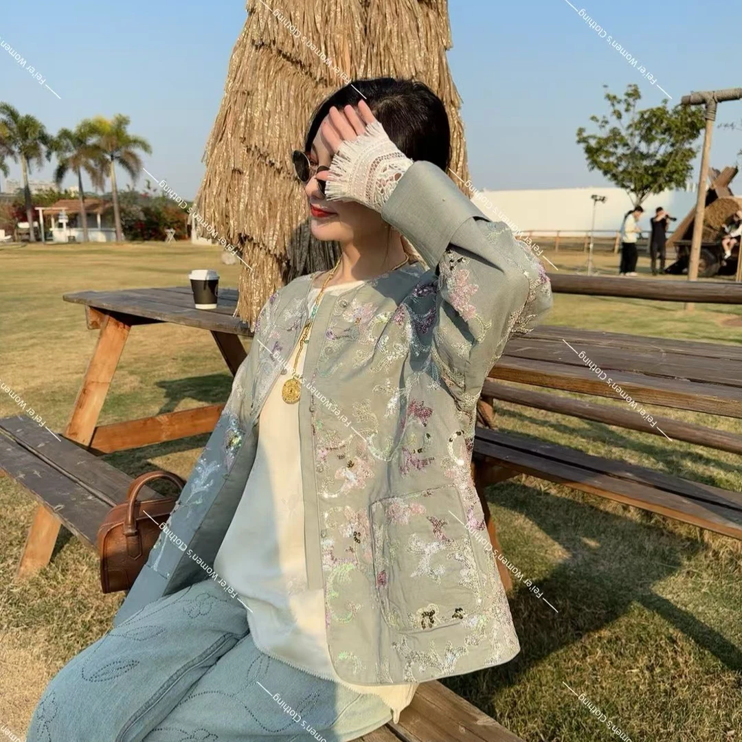 飞儿【亮片花蕾】2025春季新款气质轻奢外套