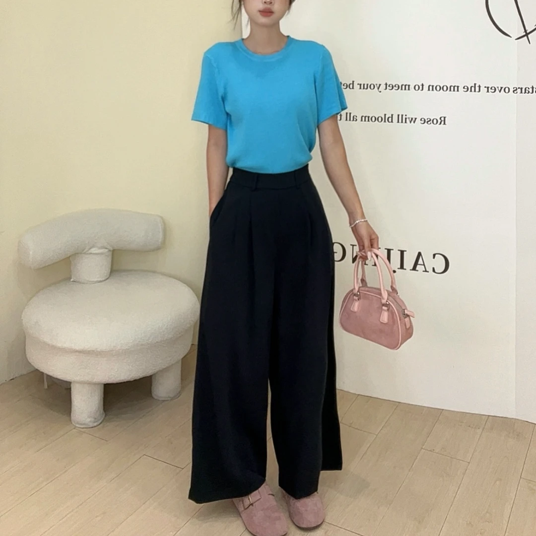 气质高级感松紧腰百搭西装裤小众不撞款女2025新款夏季休闲裤