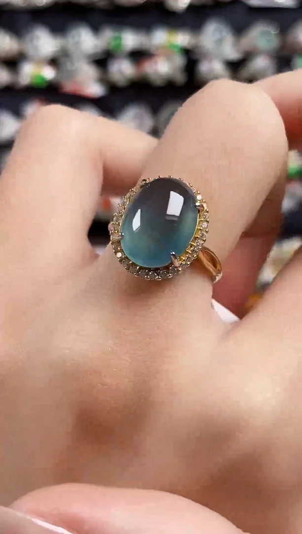 银S925镶嵌戒指翡翠天然A货翡翠161