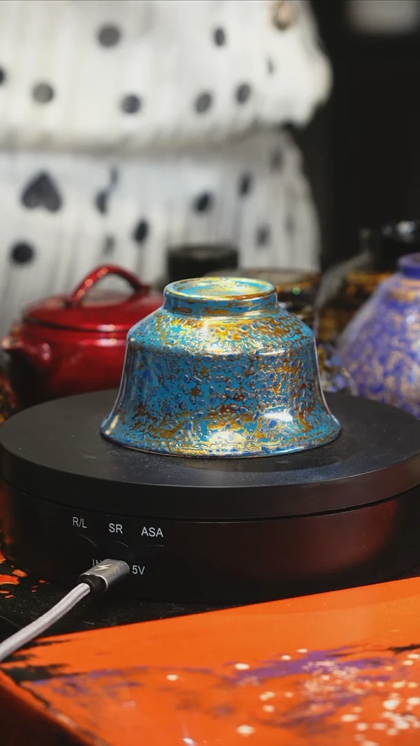 大漆杯子蓝金色1