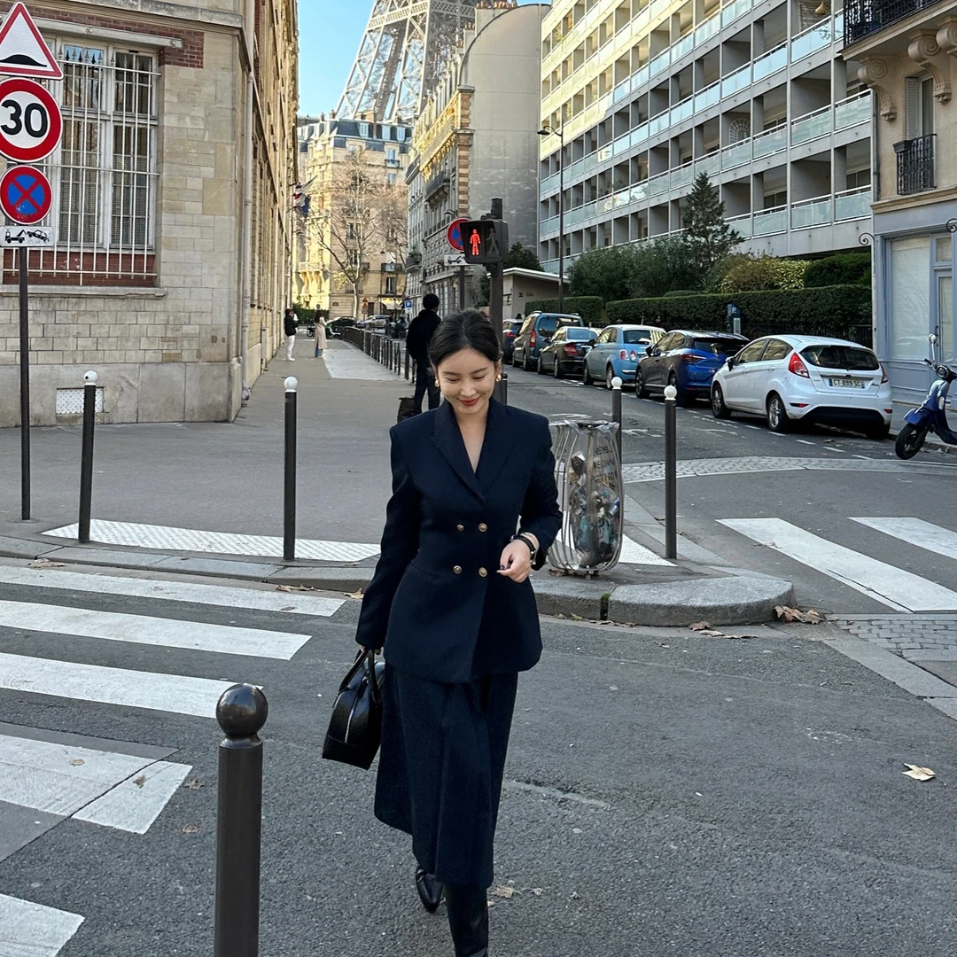 DIDI LAUREN“罗曼”老钱高奢定制贵族气质藏青色套装