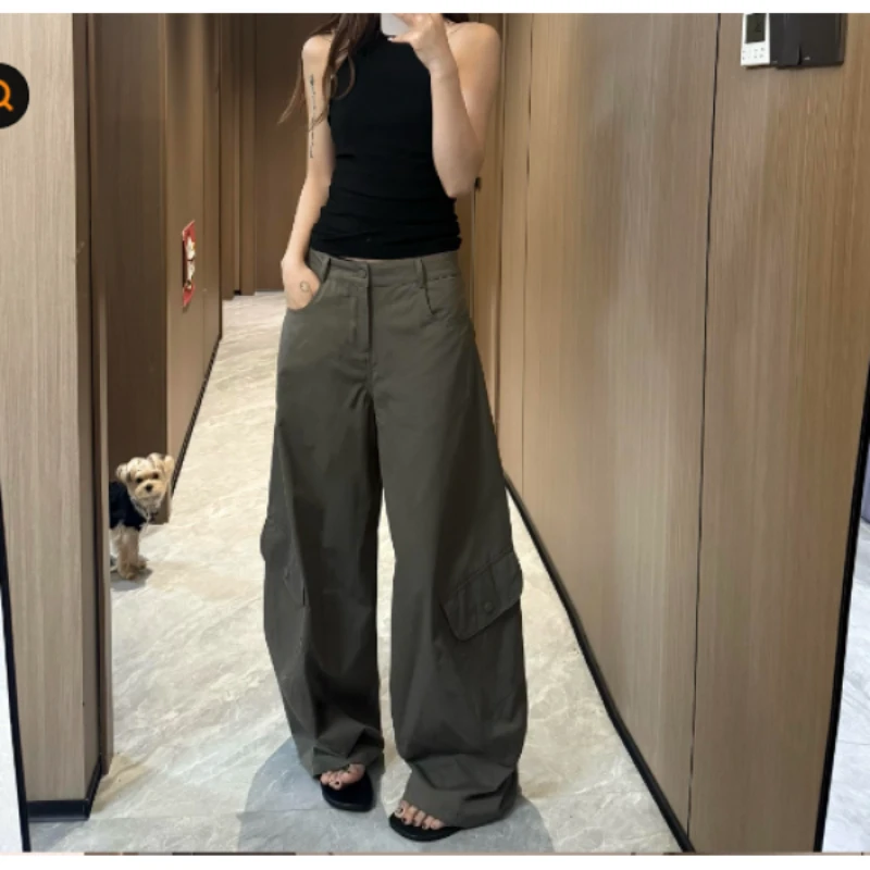 时尚潮流工装裤女春秋美式辣妹休闲裤宽松百搭阔腿裤拖地裤子