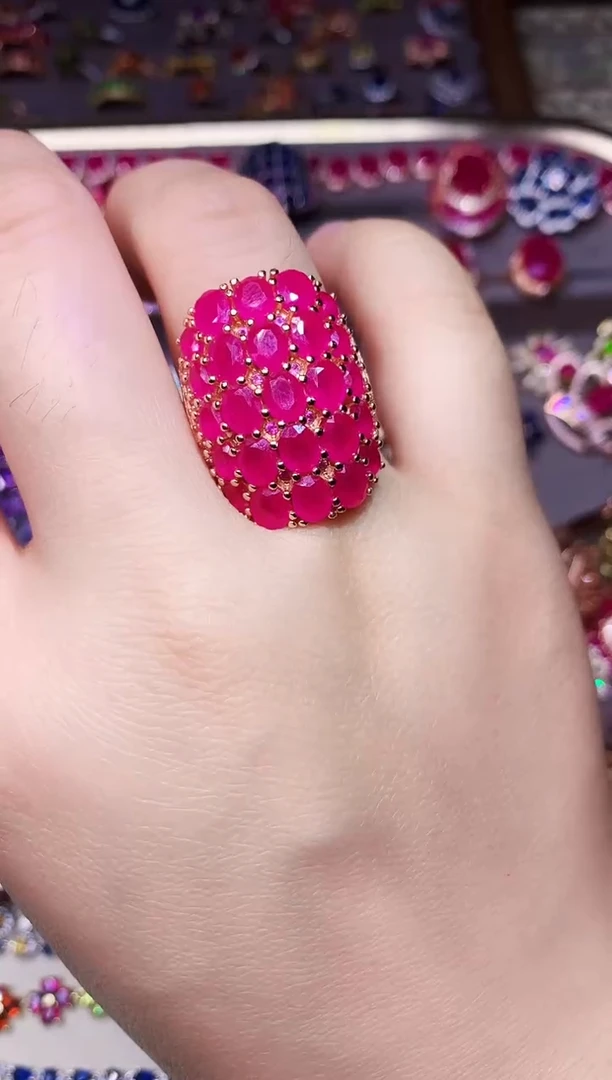 银S925镶嵌戒指红宝石.....