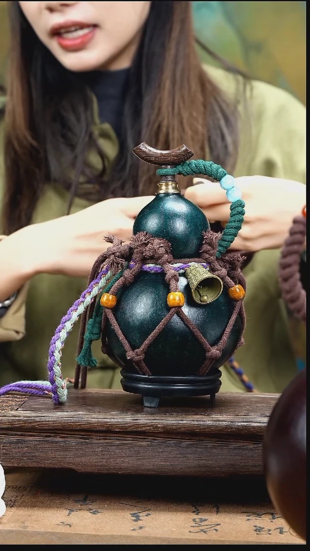 YX089复古网兜款天然酒葫芦（一物一拍）