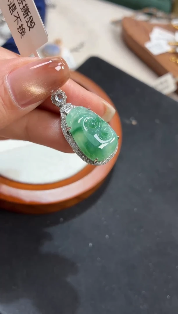 吊坠(不含链)银S925镶嵌翡翠【挽石珠宝】如意·