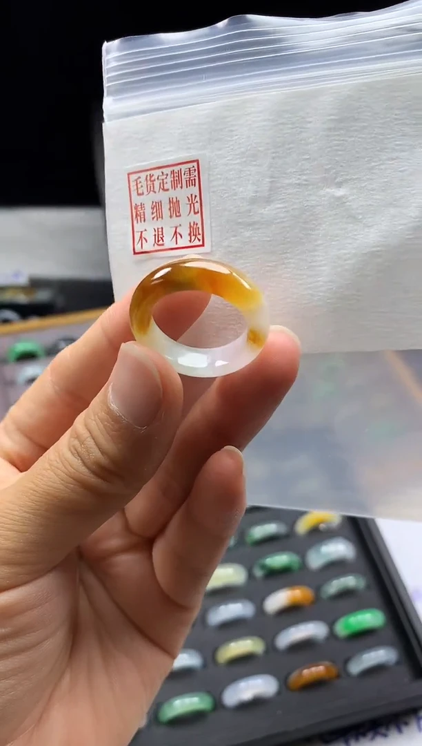 未镶嵌定制翡翠毛货需精细抛光戒圈18#