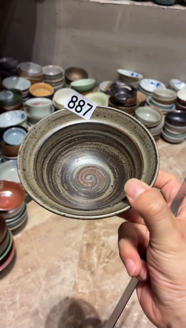 瓷片安*尼887  黑色双圈碗1个