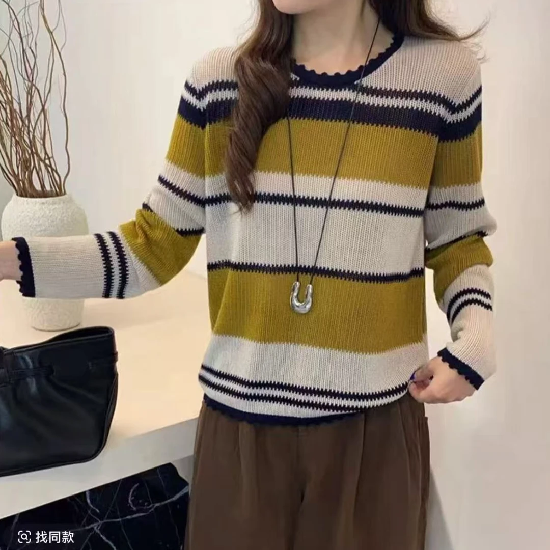 136#新款秋冬长袖针织圆领套头