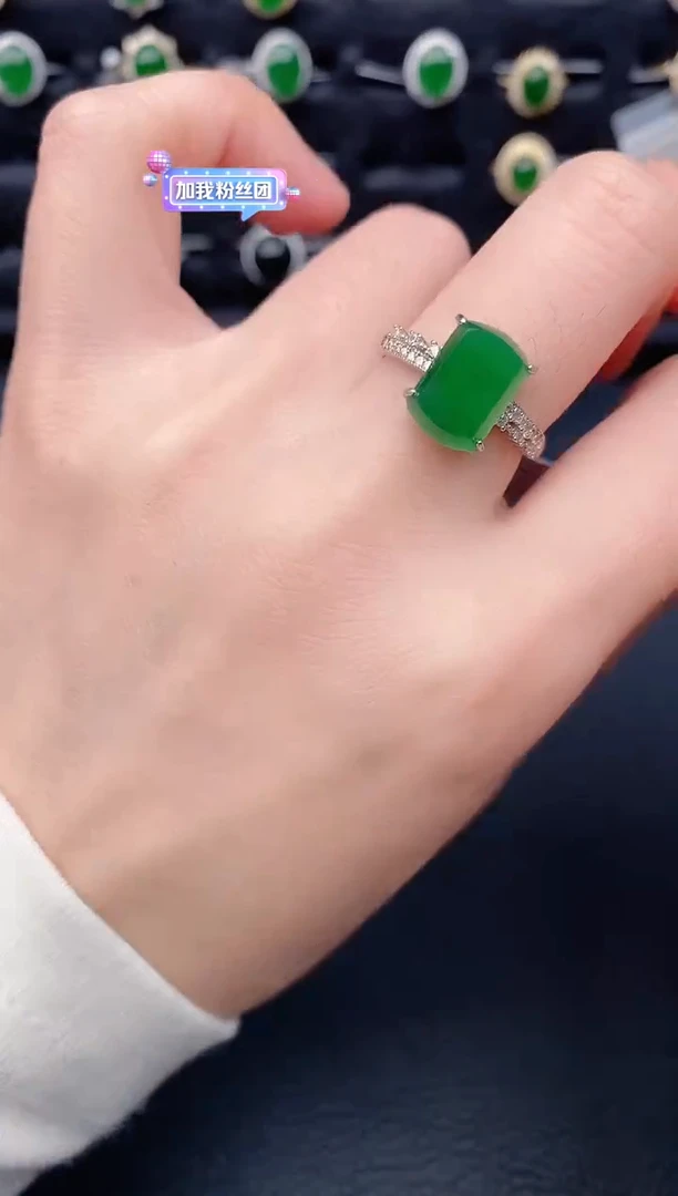 银S925镶嵌戒指翡翠天然a货翡翠153