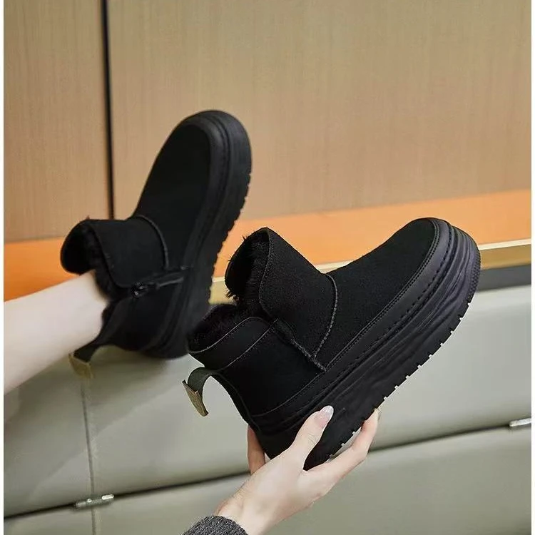 H2311 雪地靴女2024冬季新款松糕厚底短筒增高棉鞋保暖加绒女鞋