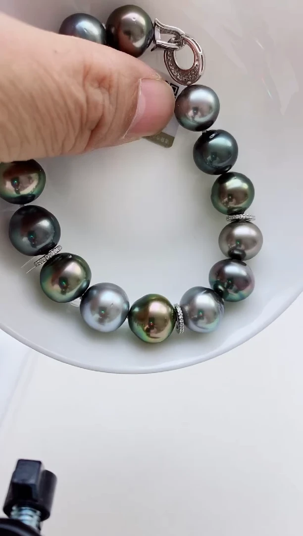 银S925镶嵌手链海水珍珠27 手链12-13mm