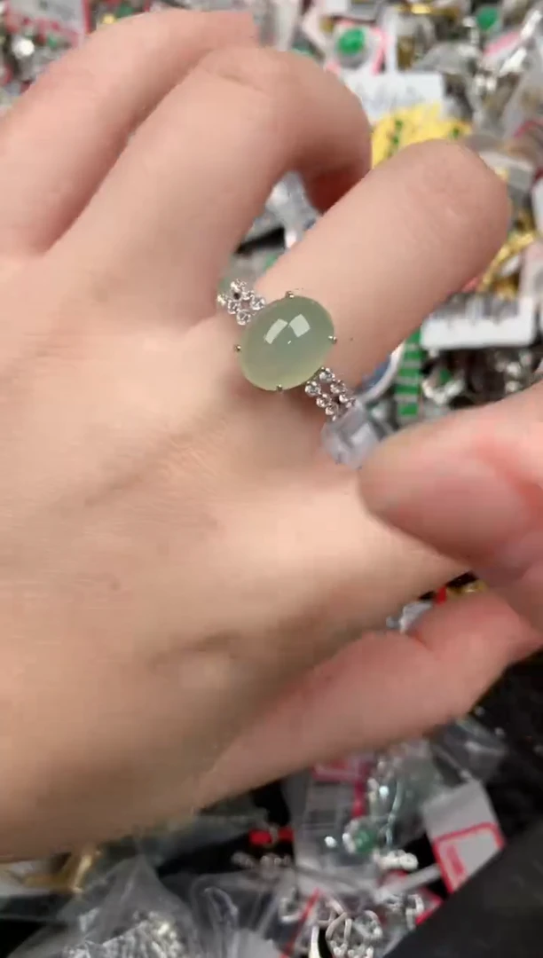 银S925镶嵌戒指翡翠555           3