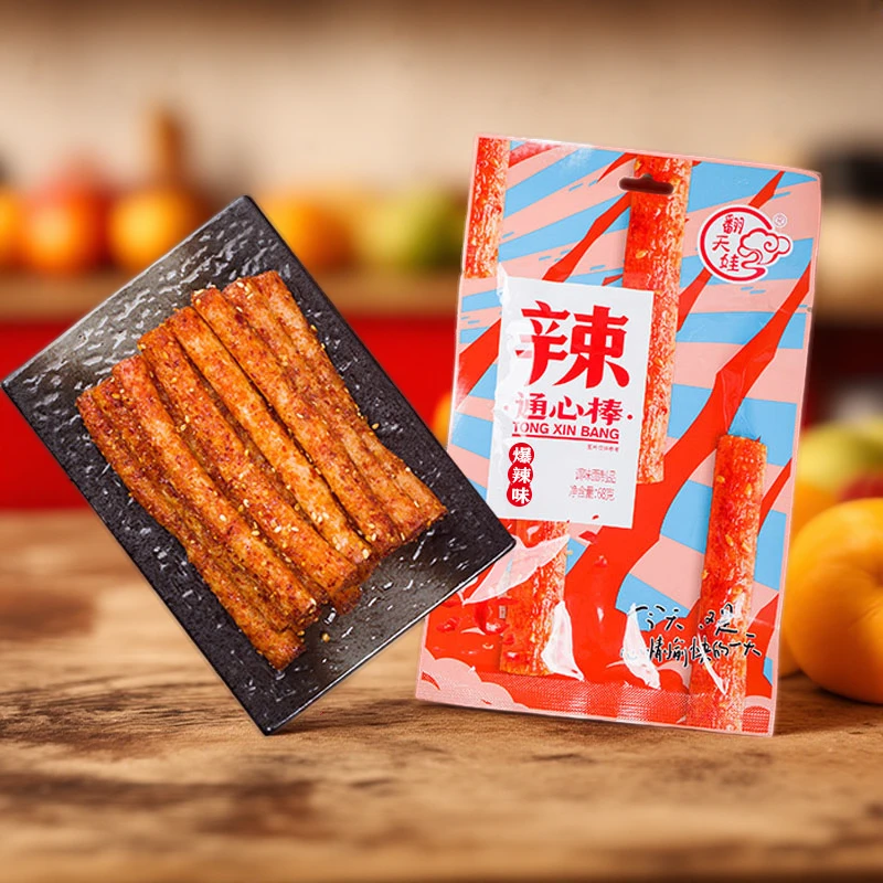 2024高端湖南特产美食爆辣好吃的魔术丝点心早茶翻天娃通心棒辣条