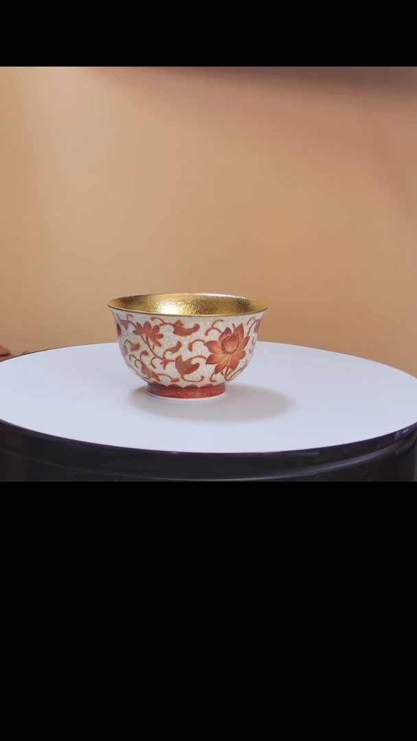 【闪购商品】彩绘内鎏金陶瓷主人杯