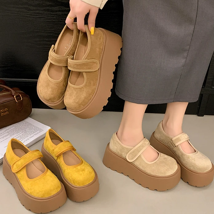 欧若风2025年春夏新款时尚百搭厚底7CM舒适增高勃肯鞋玛丽珍女鞋