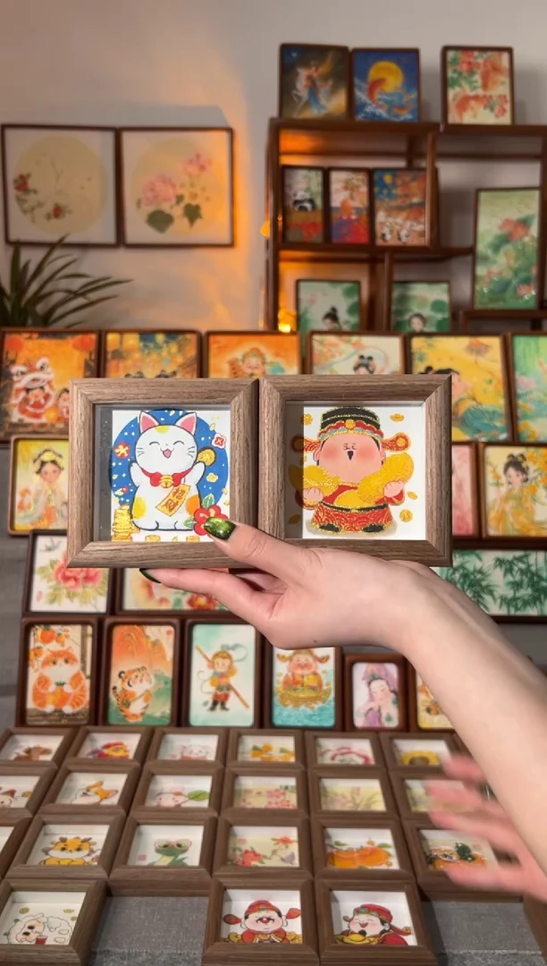 【闪购商品】国画招财猫 花發 一组11