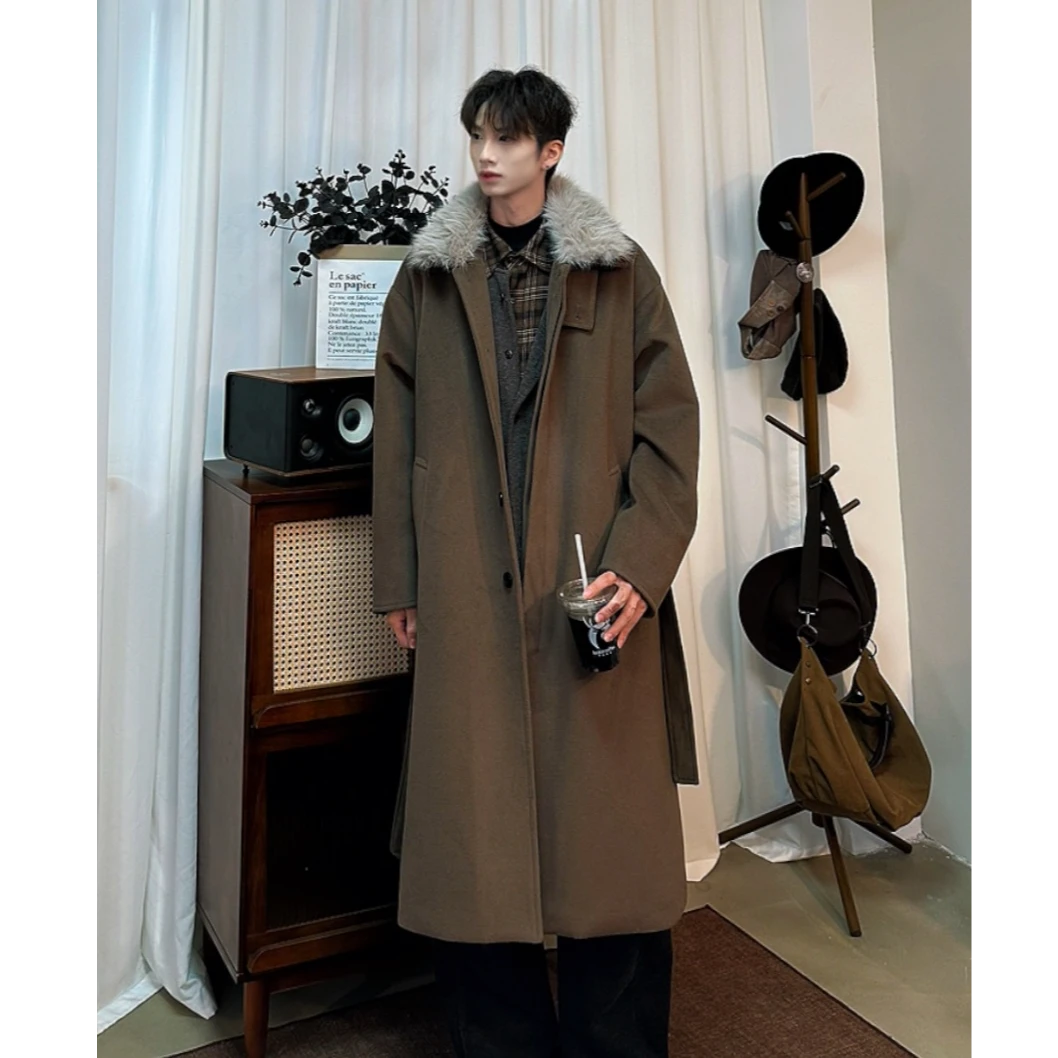 【啵啵专属】【简领双仪】座山雕可拆卸毛领加棉毛呢大衣冬款韩系氛围