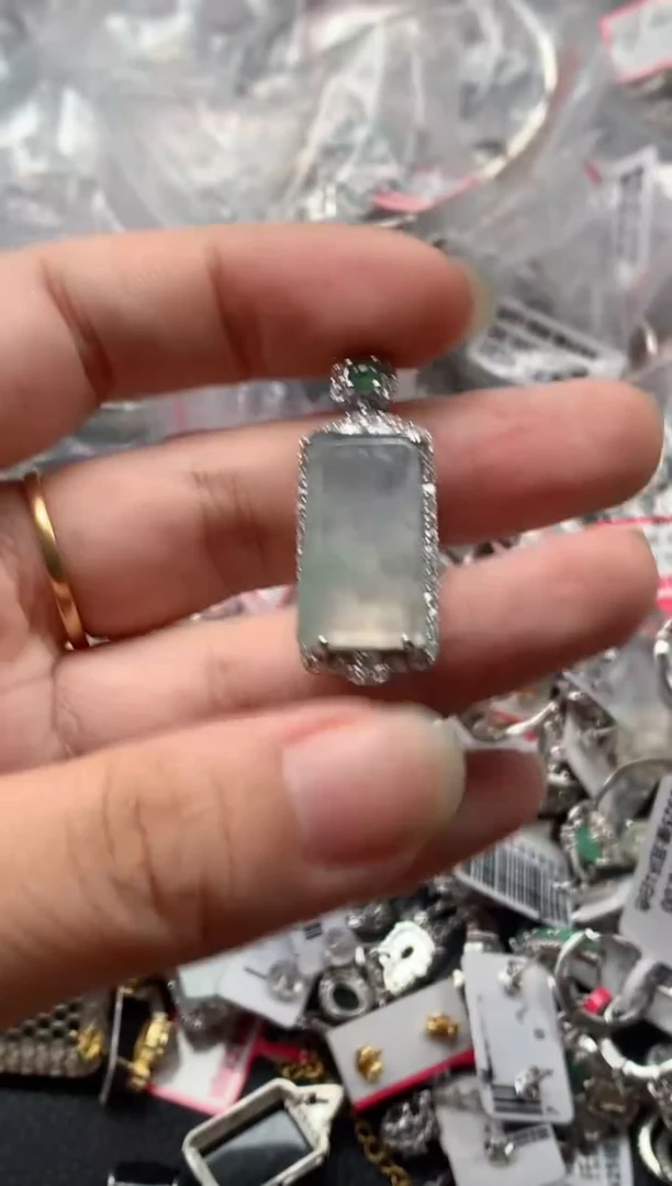 银S925镶嵌戒指翡翠天然A货缅甸翡翠