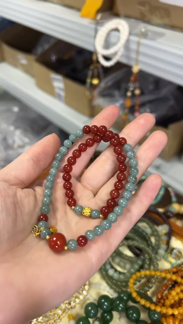 【闪购商品】翡翠手链未镶嵌蓝水翡翠玛瑙款双圈[1379]