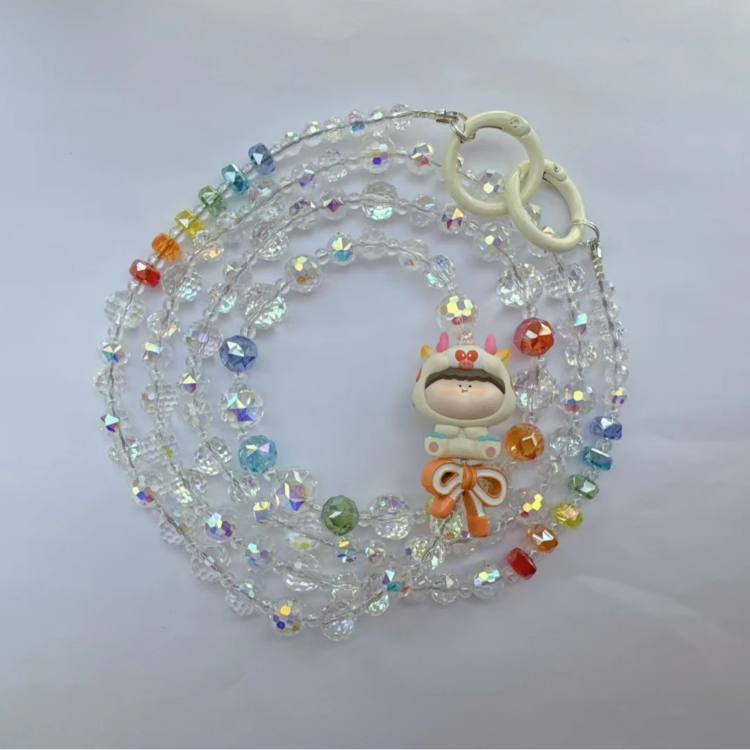 萌粒手机长链斜挎链diy