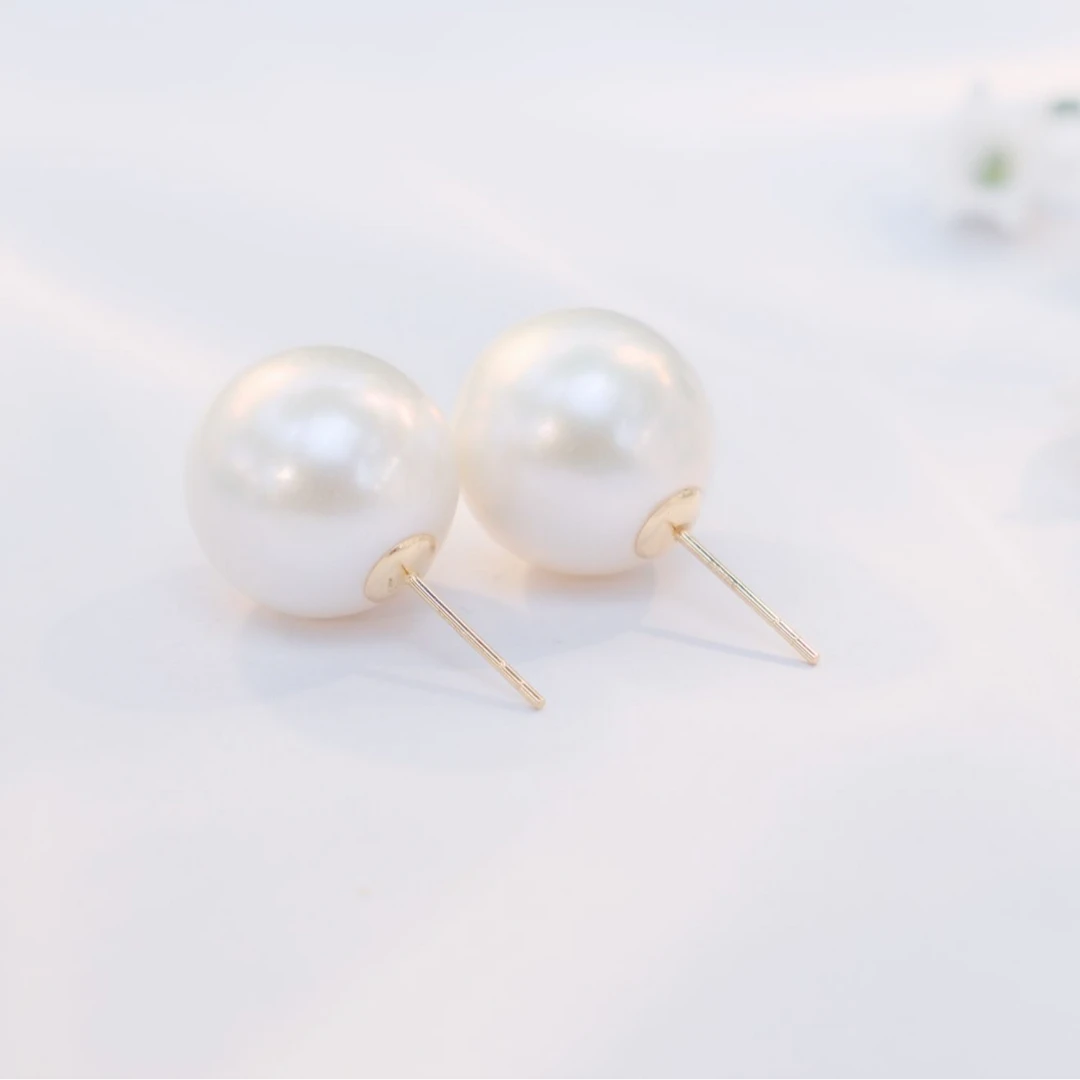 淡水珍珠18k素钉款13-14mm