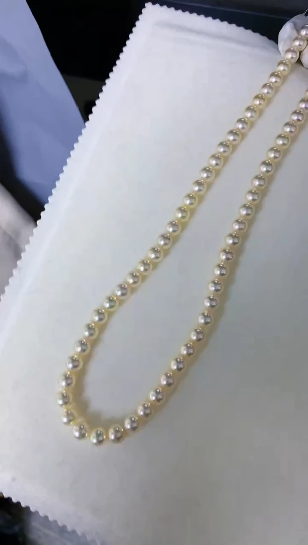 【闪购商品】海水珍珠饰品银S925镶嵌6-7羽皇金满珠链