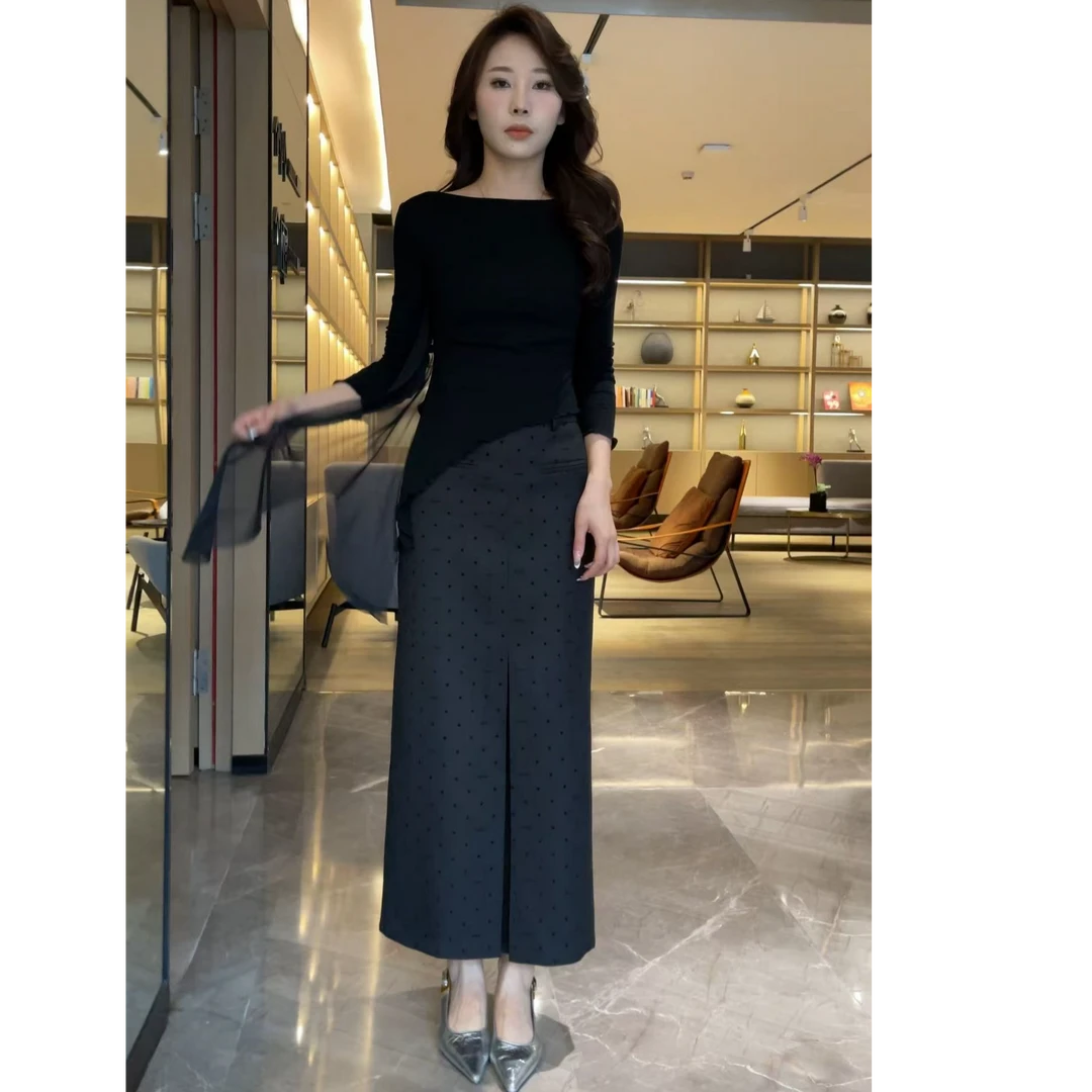 【梦婷家】波点新款百搭休闲半身裙女显瘦-25167