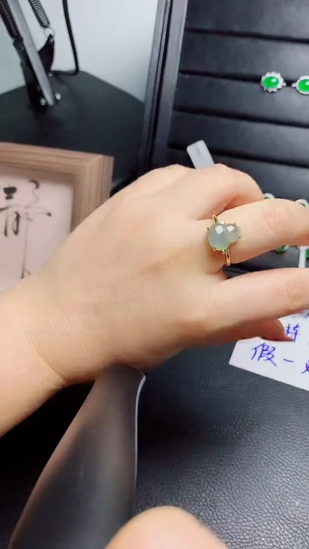 银S925镶嵌戒指翡翠 天然翡翠A货s925银镶