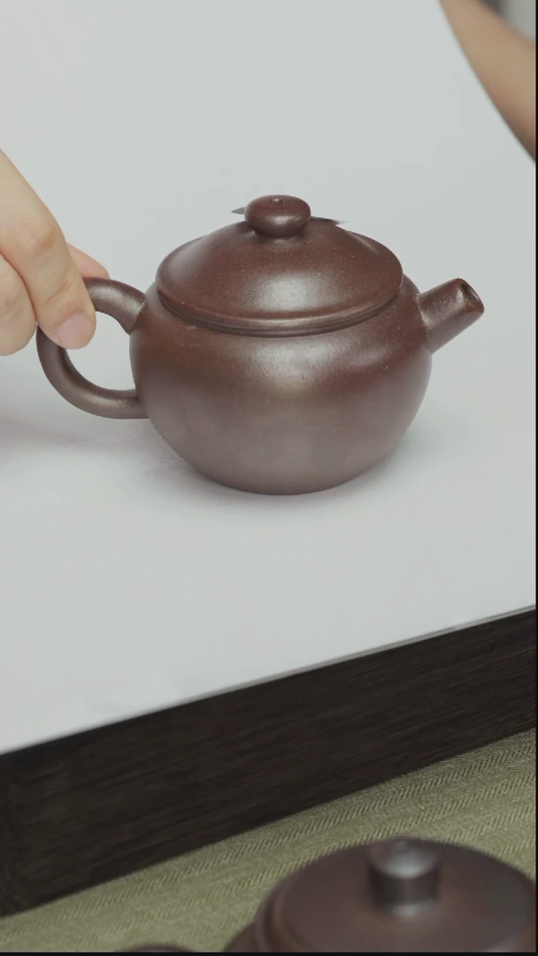 茶壶紫砂青段柴烧-巨轮珠-150cc-半手