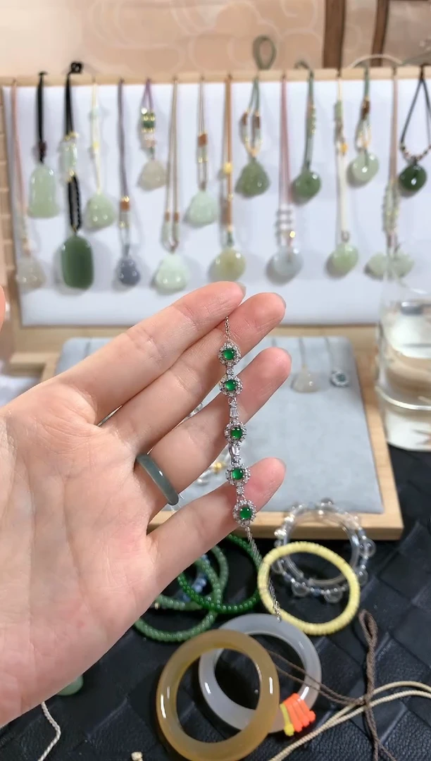 银S925镶嵌手链翡翠?手链4