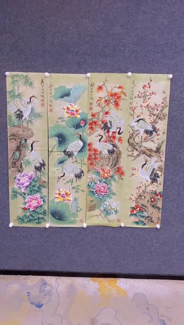 【闪购商品】国画1.25展馆-颜新辉四条屏-花鸟22