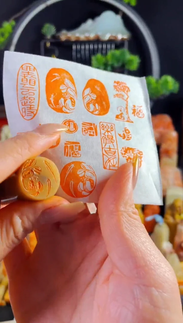 巴林石印石手工篆刻《荷花鱼》2.0巴林圆形