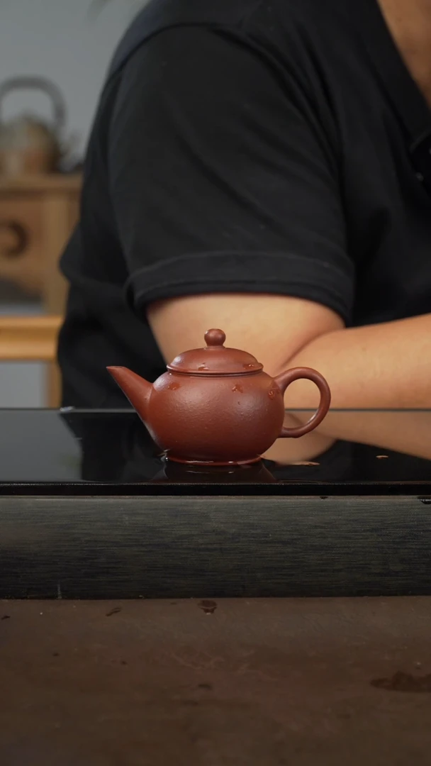 茶壶紫砂20，水平，朱泥，80cc