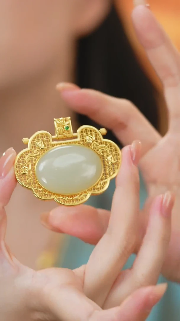 和田玉银S925镶嵌吊坠(不含链)新款