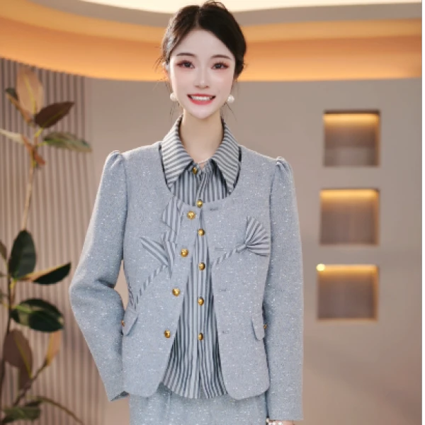 新款气质简约大气精致优雅显瘦套装三件套M-4XL