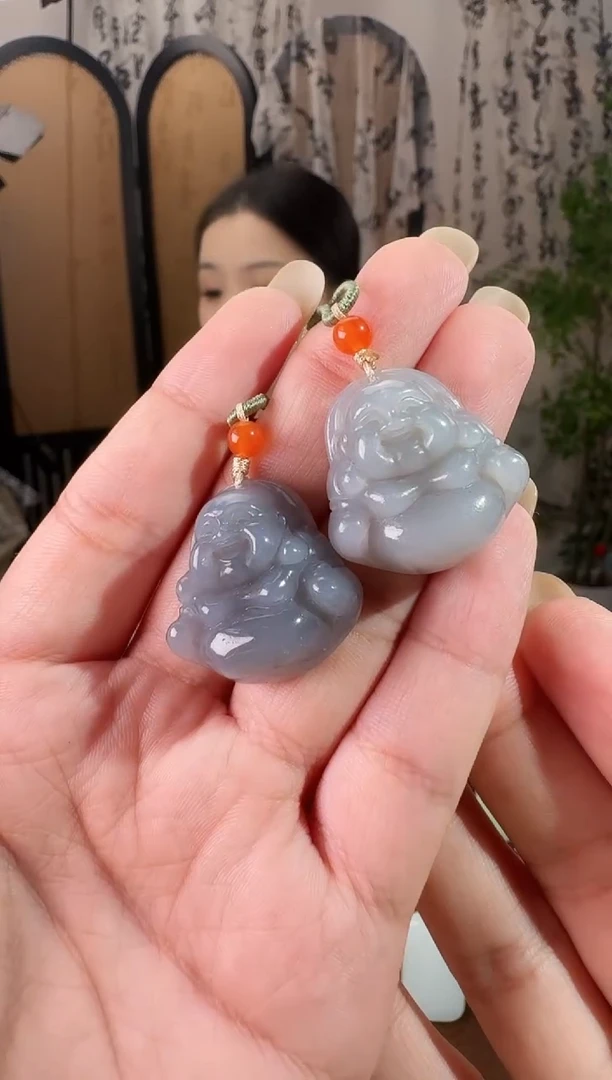 颈饰未镶嵌和田玉25烟紫佛公 发其一