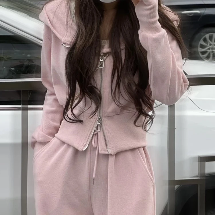 套装显瘦洋气短款时尚百搭连帽A12