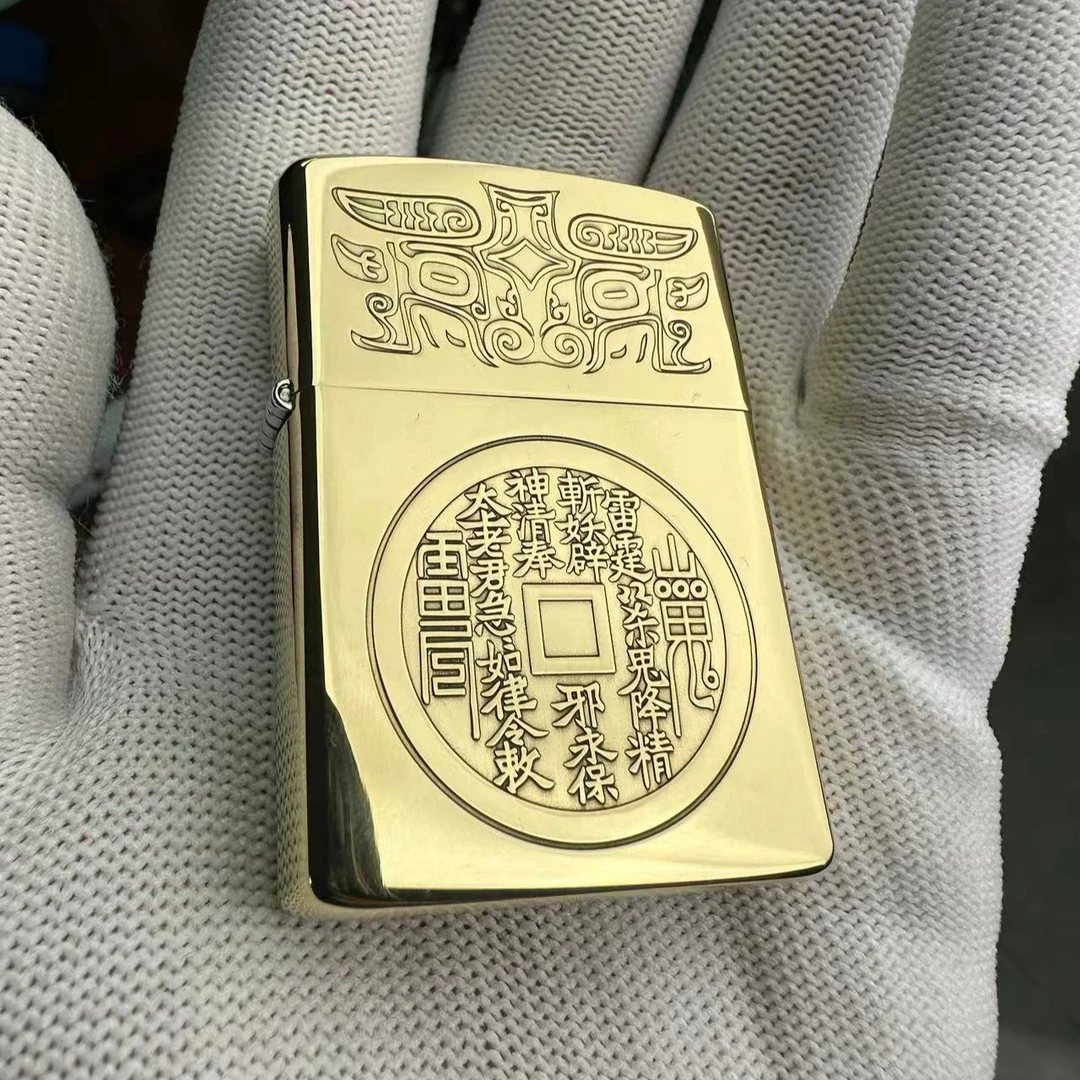 佐罗902黄铜精雕山鬼花钱煤油打火机送男友礼物