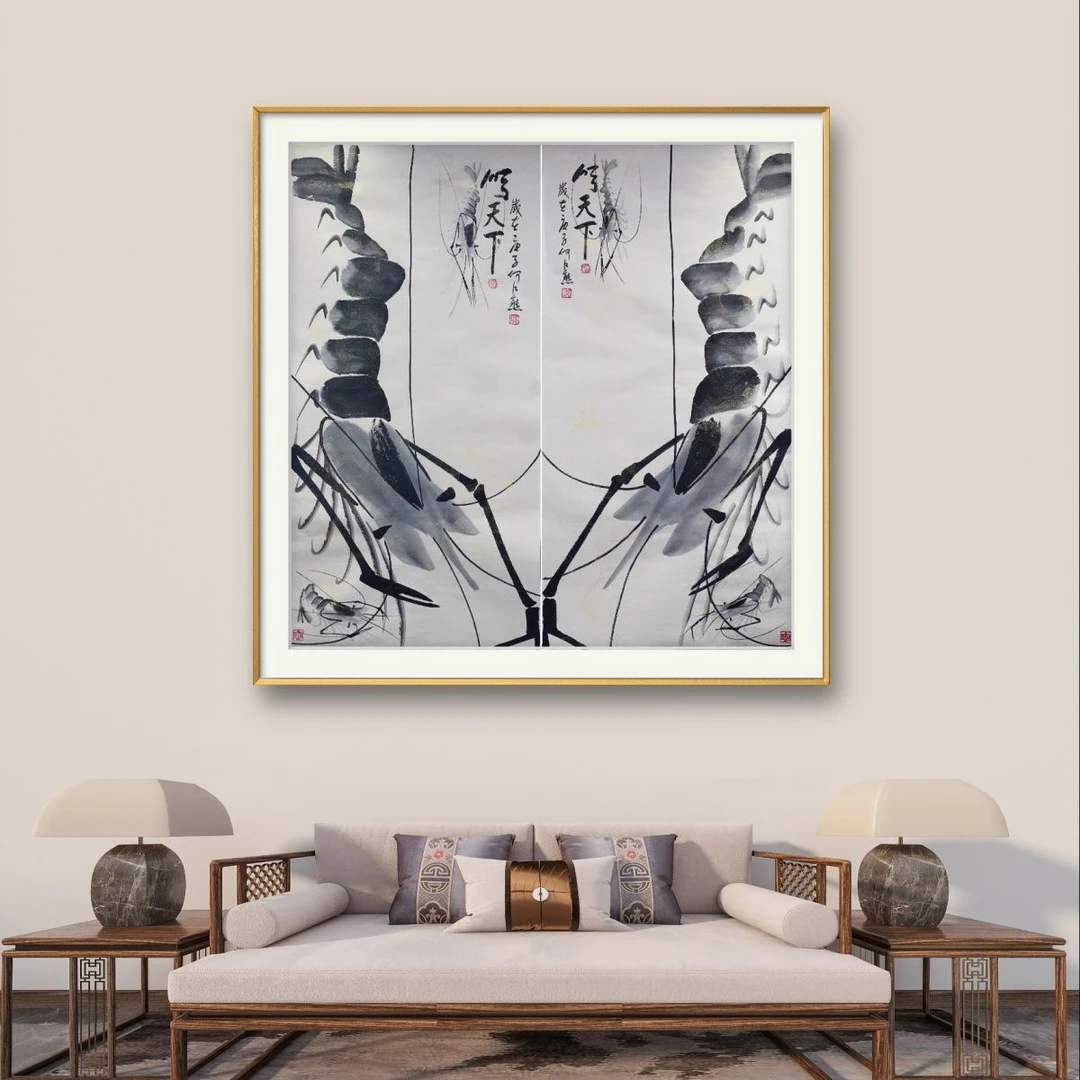 《顺天下》何江熊四尺宣纸一对国画作品