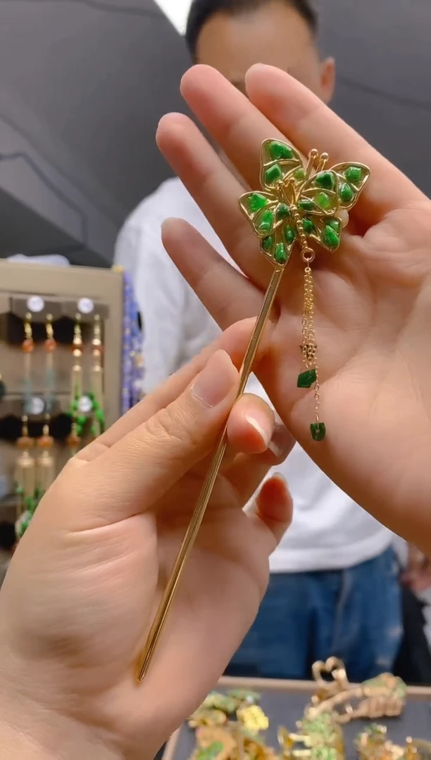 翡翠合金耳饰0122翡翠发簪