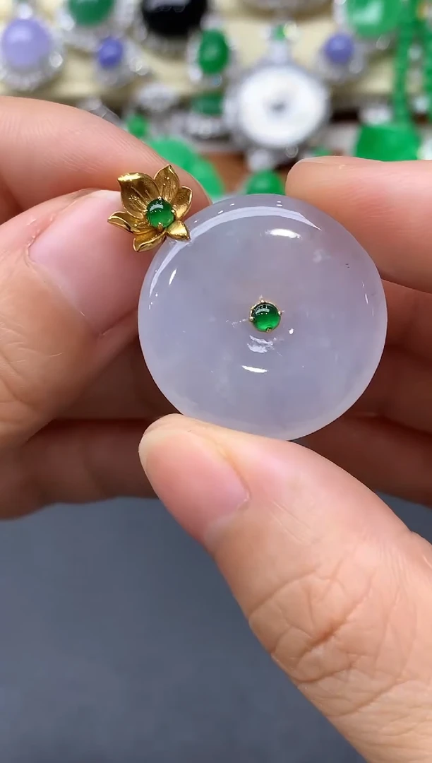 颈饰18K金镶嵌翡翠134-中国好珍宝