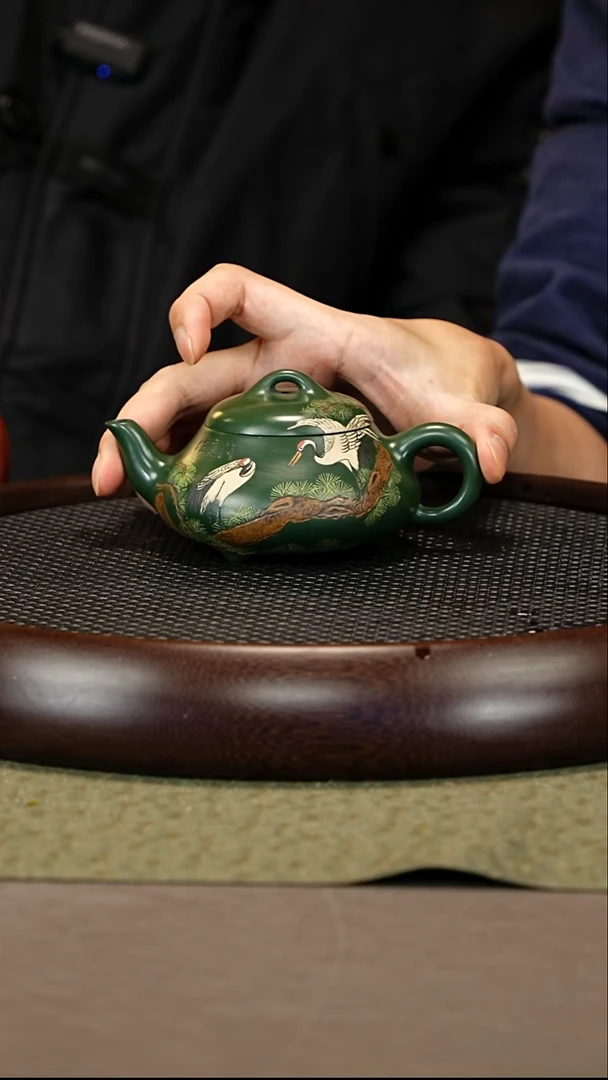 茶壶紫砂46 张赦棠 绿泥 汉棠石瓢240cc