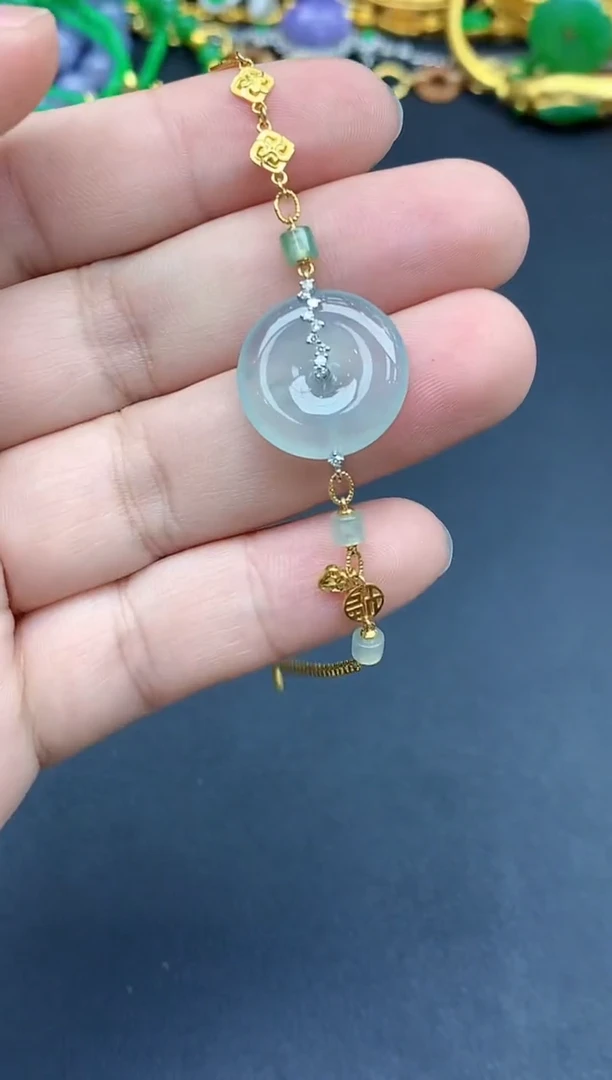 18K金镶嵌手链翡翠497-春日珠宝