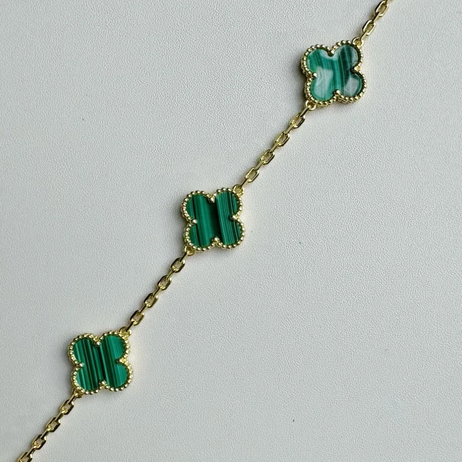 925银手链 米禾高级定制 绿色五花手链s17